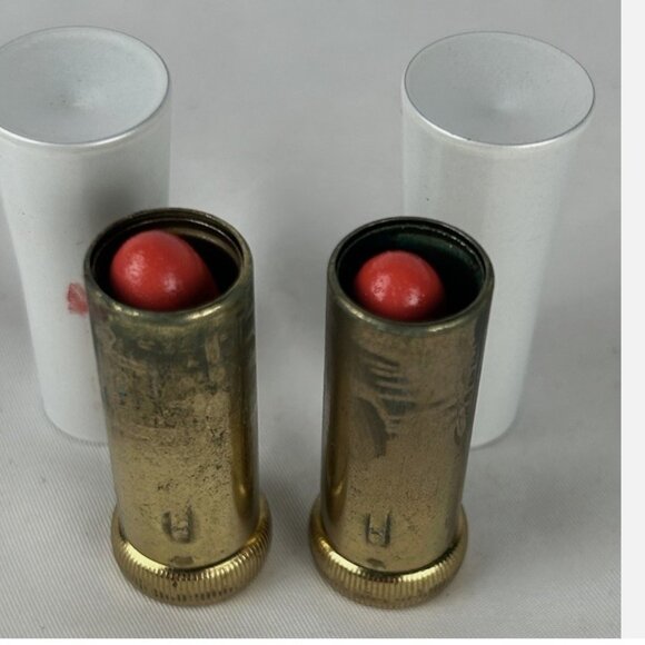 Vintage Avon Cherry Blossom Lipstick Tubes Lot Of 2 Brass White Mod - Picture 2 of 3